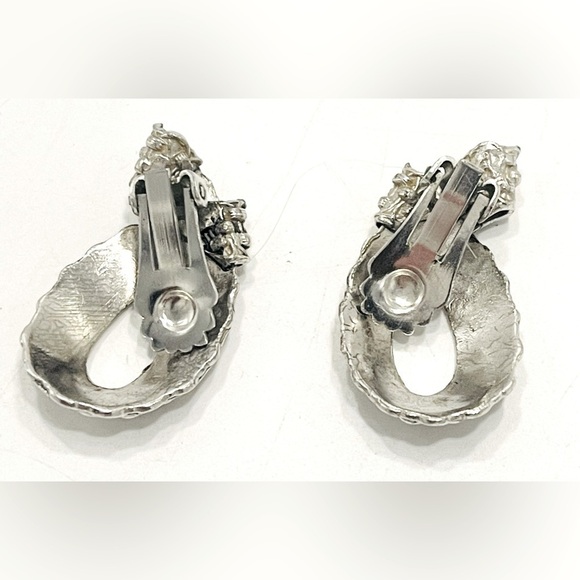 3/$18 Vintage Breast Cancer Ribbons Clip-on Earrings Silver Tone Metal Weave - Picture 2 of 3